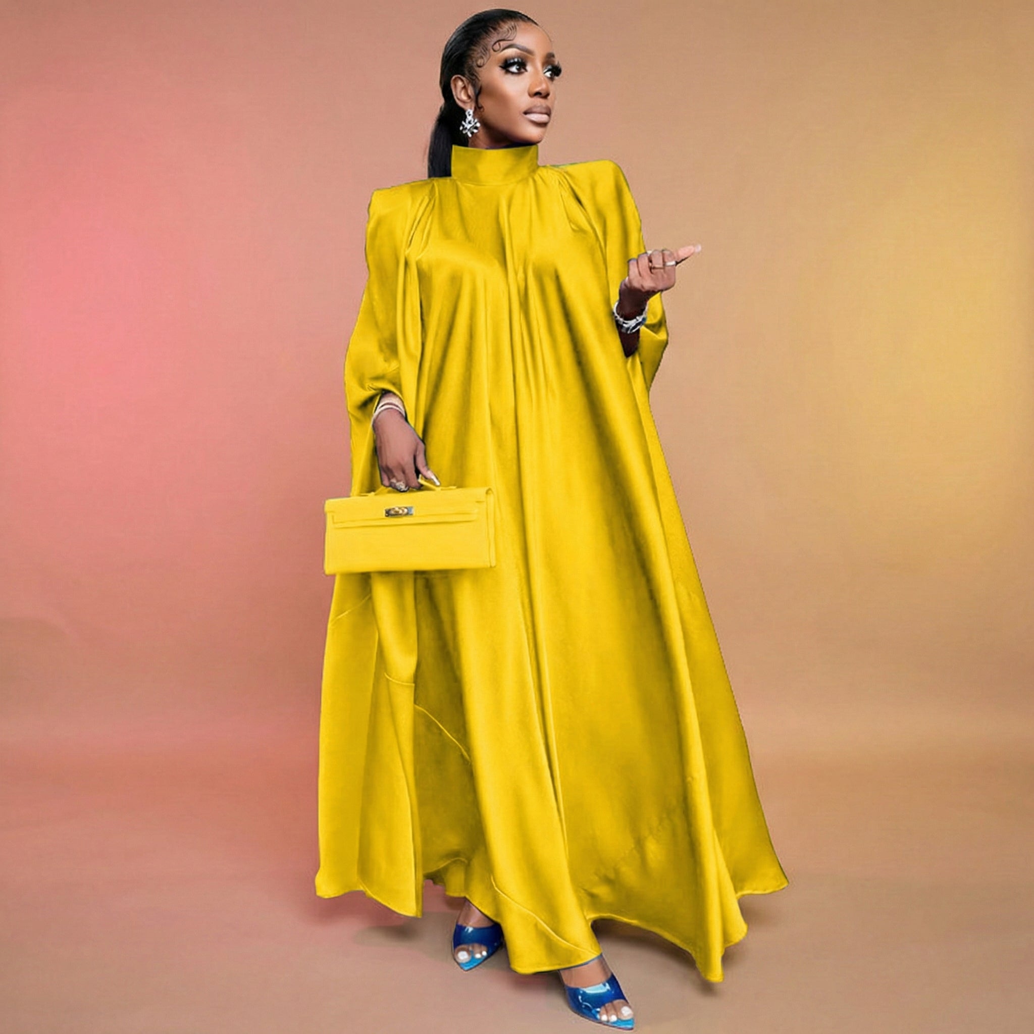 Elegant Oversized Batwing Gown