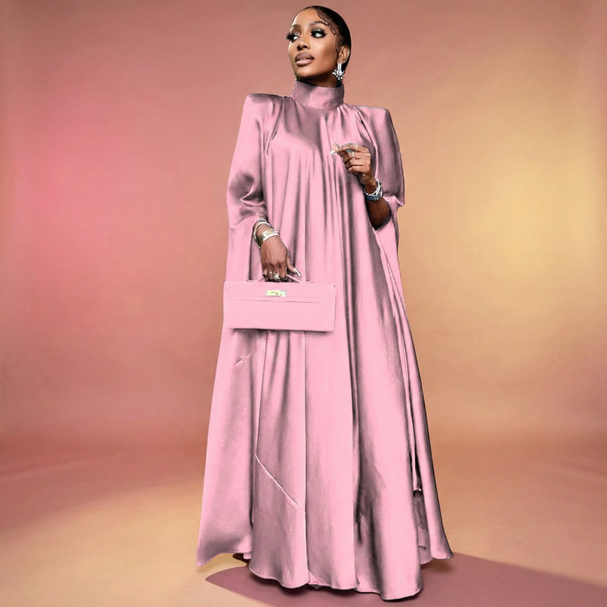 Elegant Oversized Batwing Gown