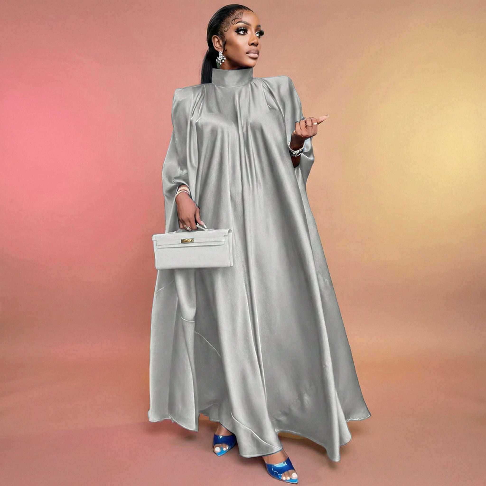 Elegant Oversized Batwing Gown