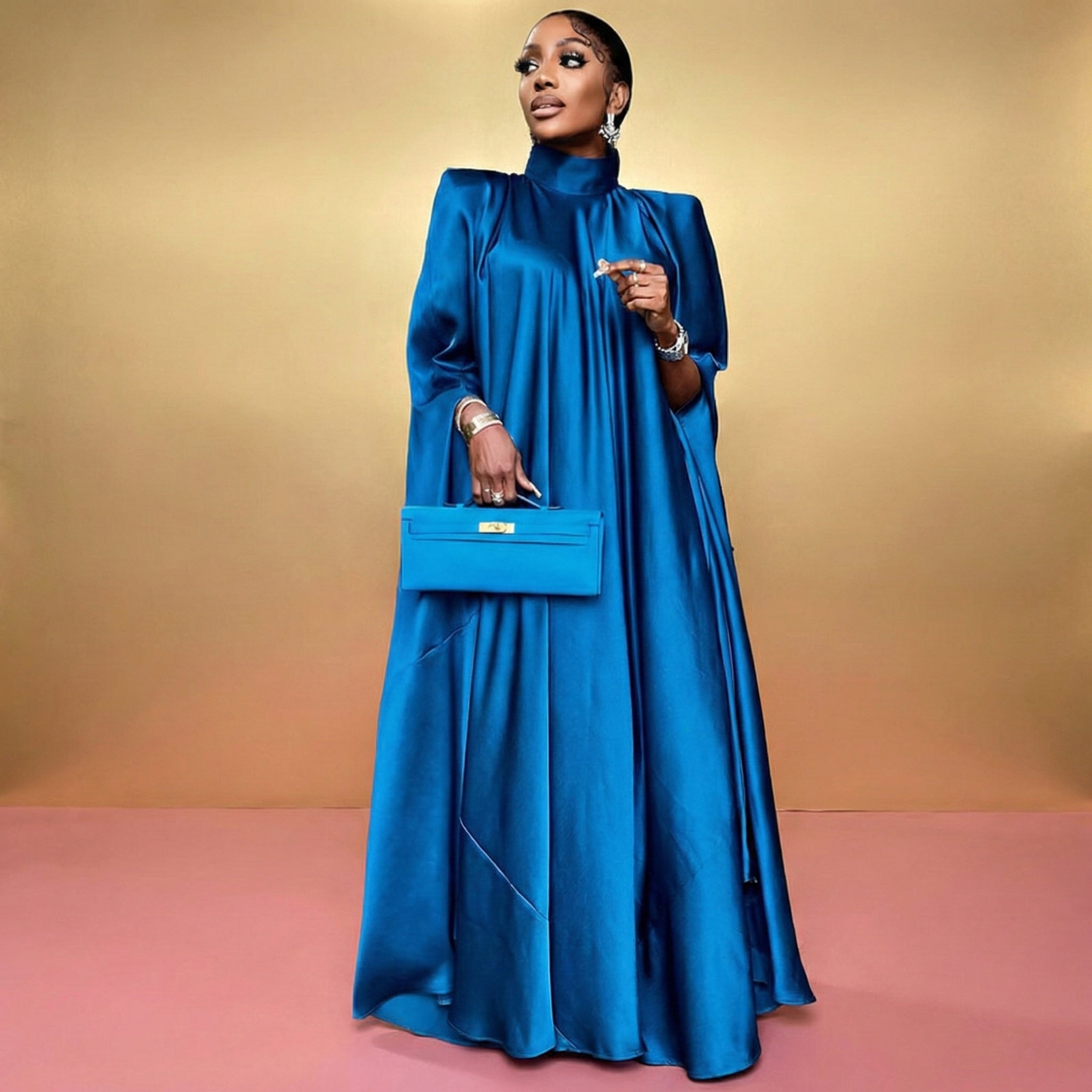 Elegant Oversized Batwing Gown